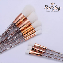 Load image into Gallery viewer, Rose gold super fluffy 8pc makeup brushes set