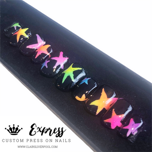 Express Nails - Hand painted neon stars